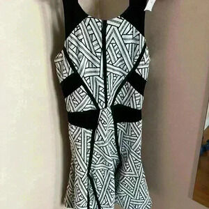 Parker Kaitlyn Dress In Black and white Herve material size Small new with tags
